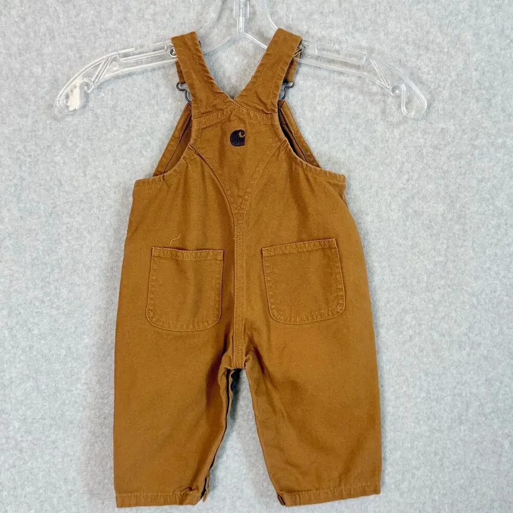 Carhartt Canvas Bib Overalls Size 6 mos. Double Knee Snap Crotch Play Mini Me